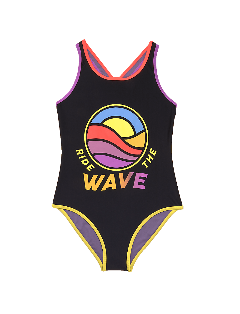 Ride The Wave Slogan Swimsuit (6-16 Yrs)