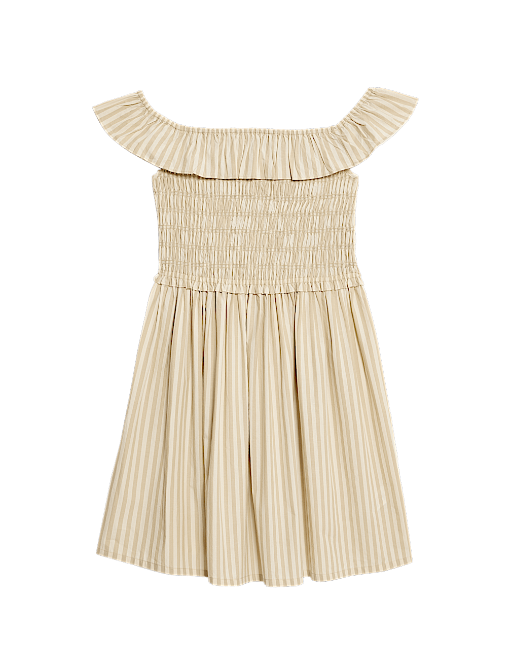 Poplin Stripe Shirred Dress