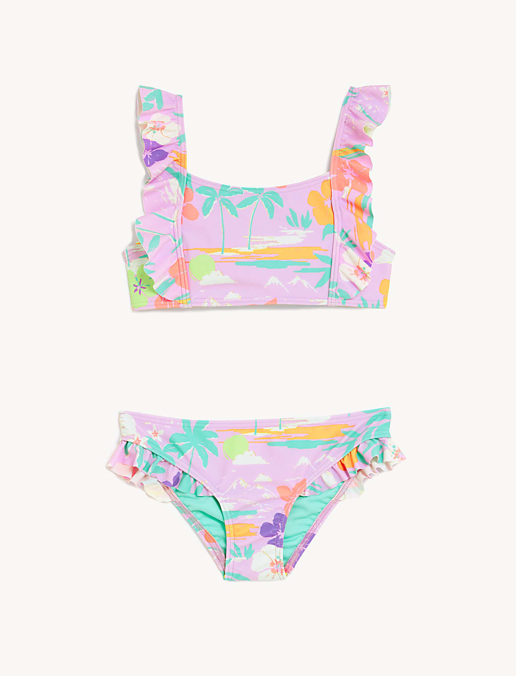 Palm Print Frill Bikini