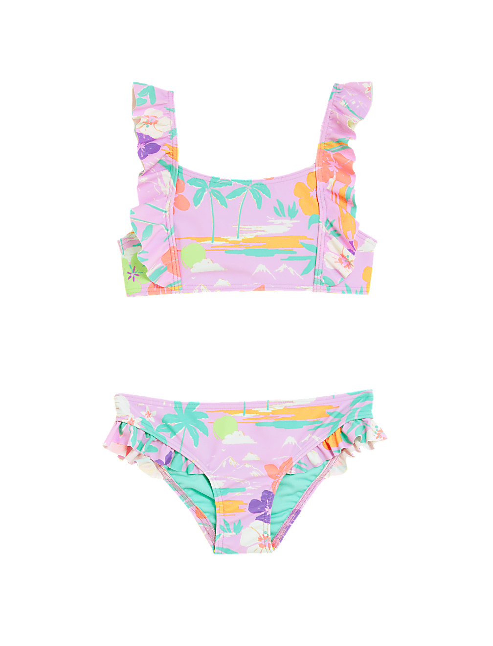 Palm Print Frill Bikini