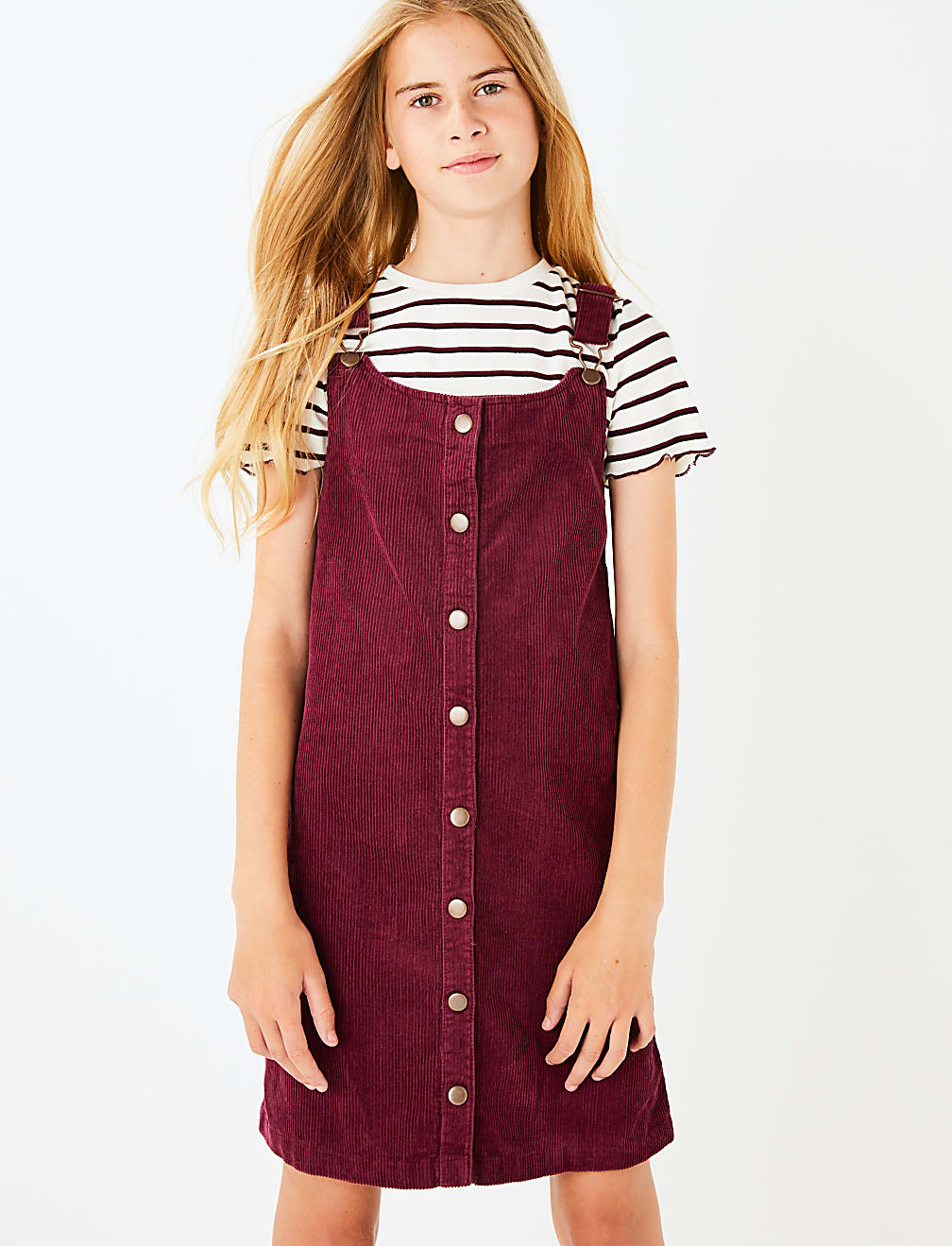 2 Piece Cord Pinafore Dress Outfit (3-16 Years)
