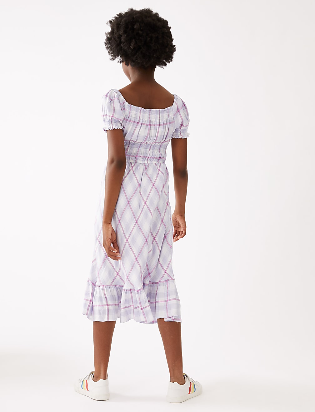 Checked Shirred Midi Dress (6-16 Yrs)