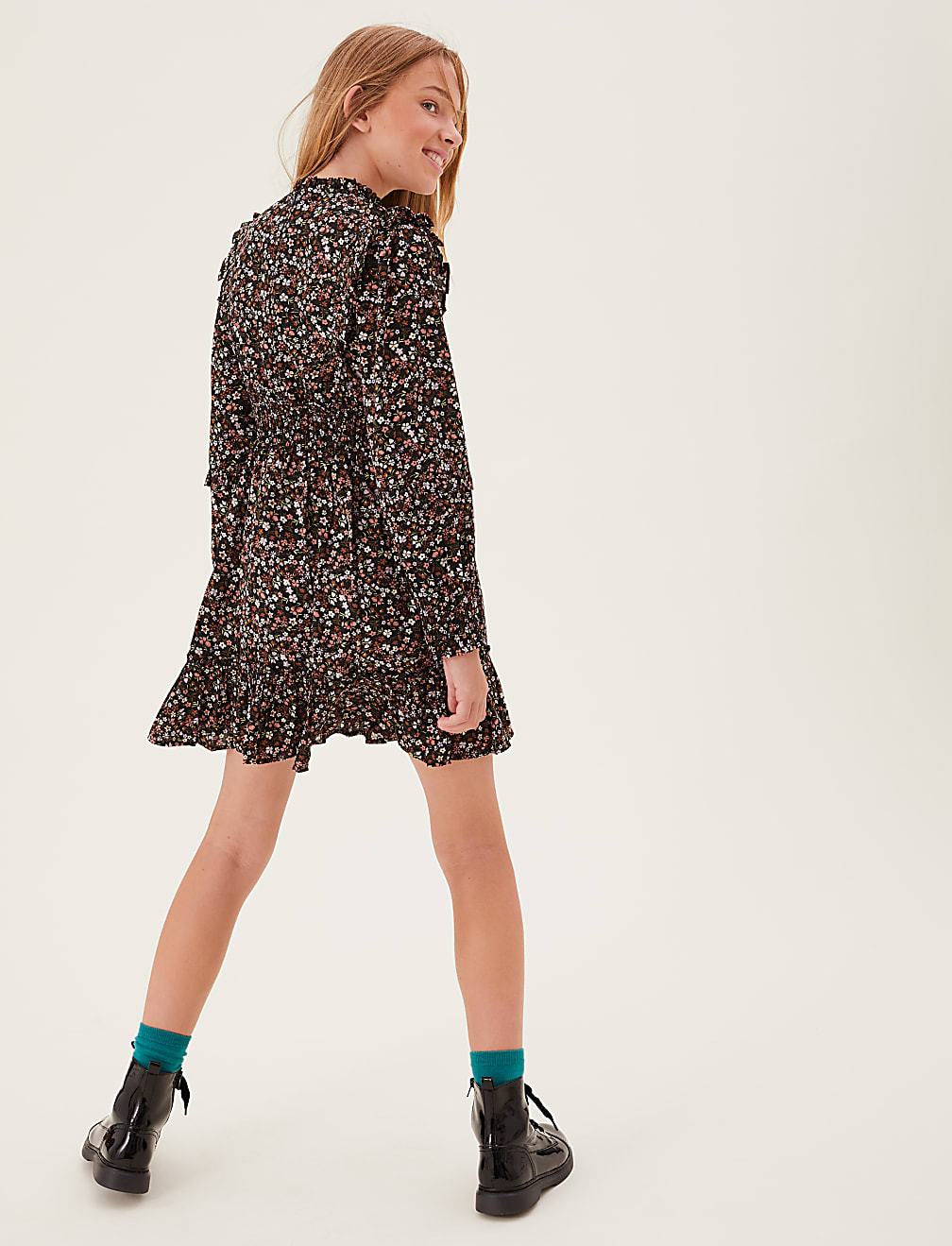 Floral Print Frill Dress (6-16 Yrs)