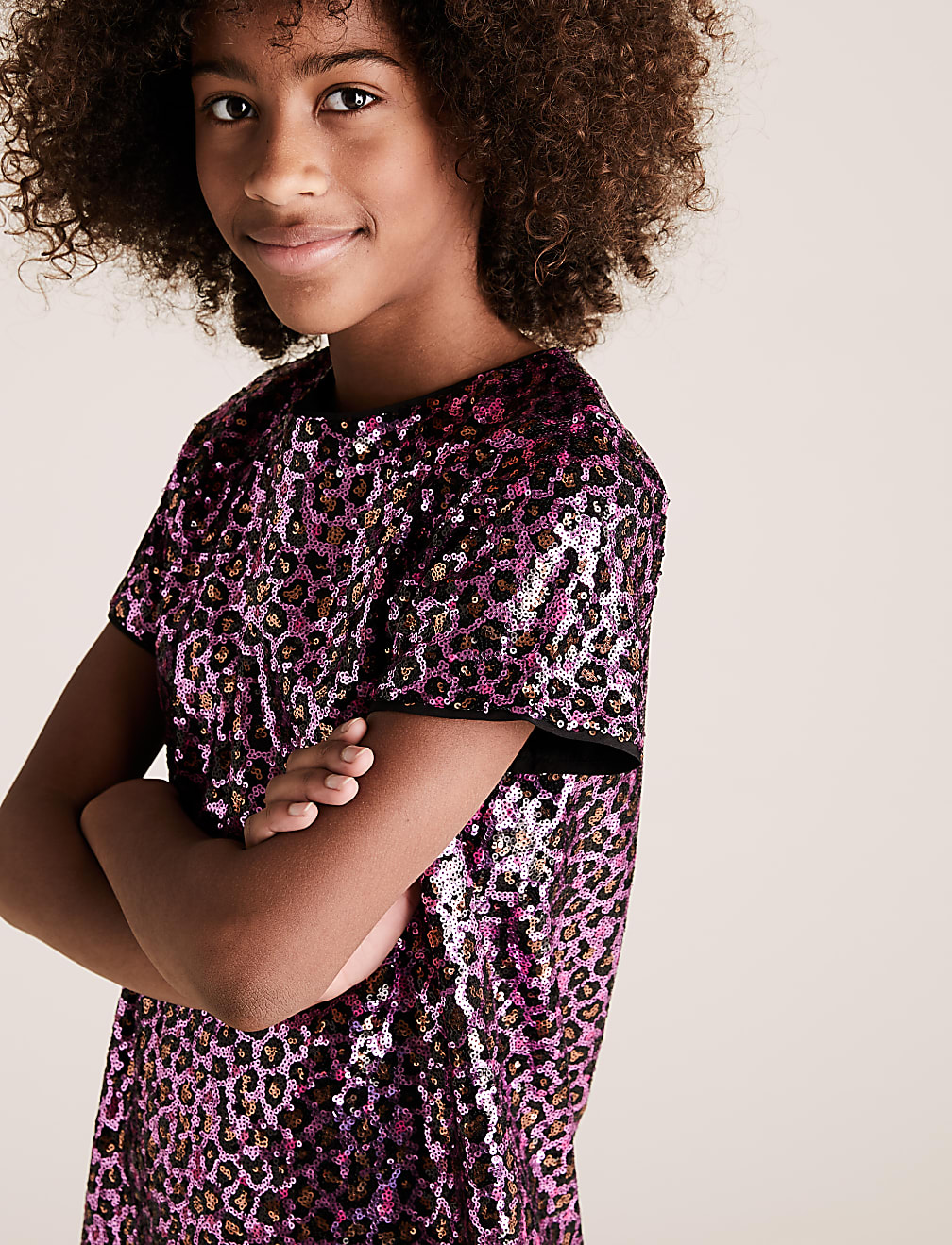 Leopard Print Sequin Dress (6-16 Yrs)