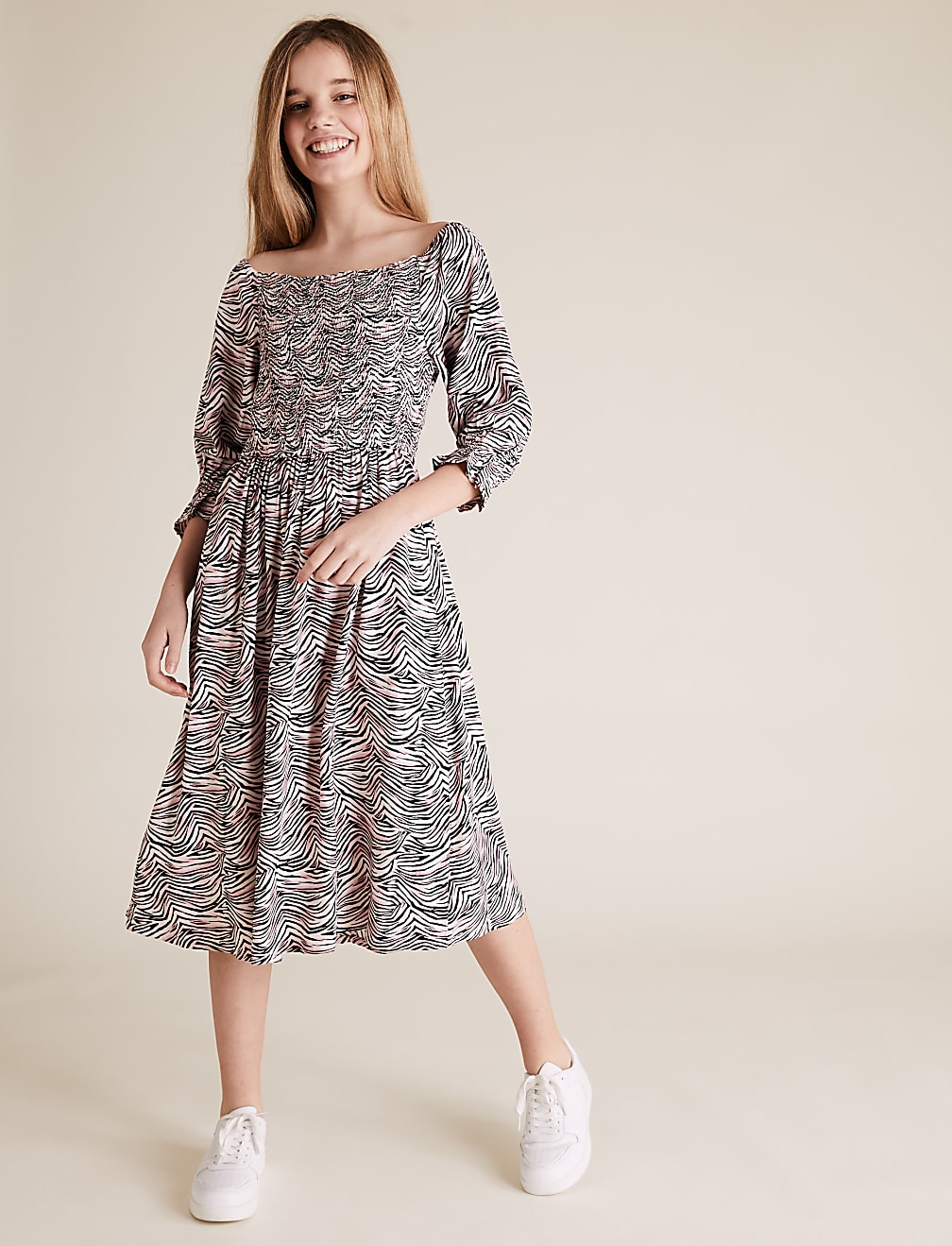 Zebra Print Midi Dress (6-14 Yrs)