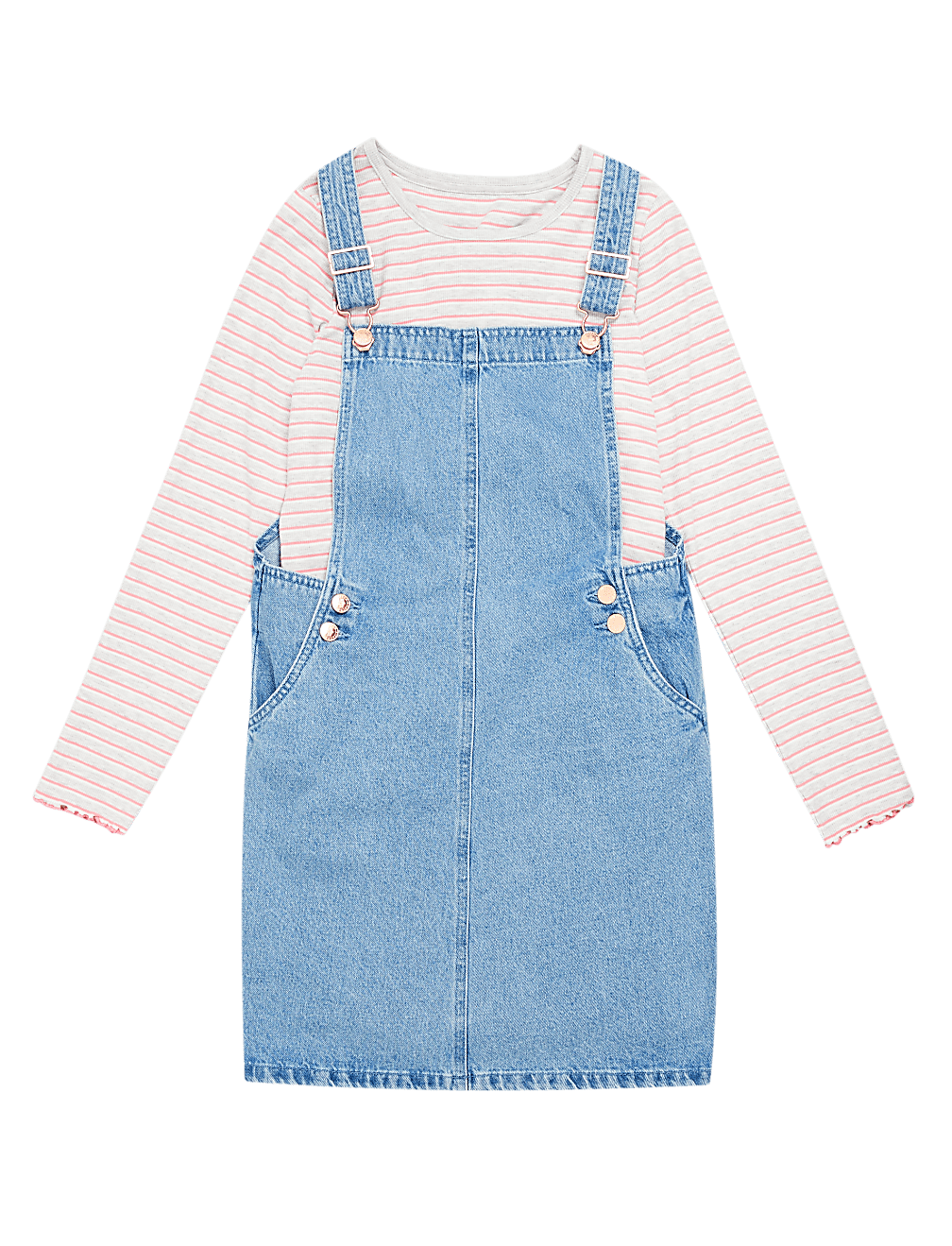 2pc Denim Pinafore Outfit (6-14 Yrs)