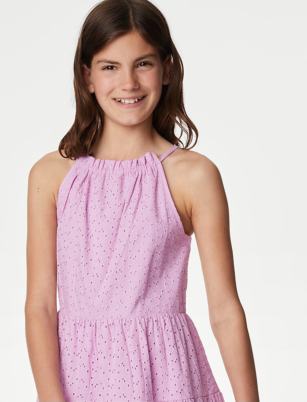 Pure Cotton Broderie Dress (6-16 Yrs)