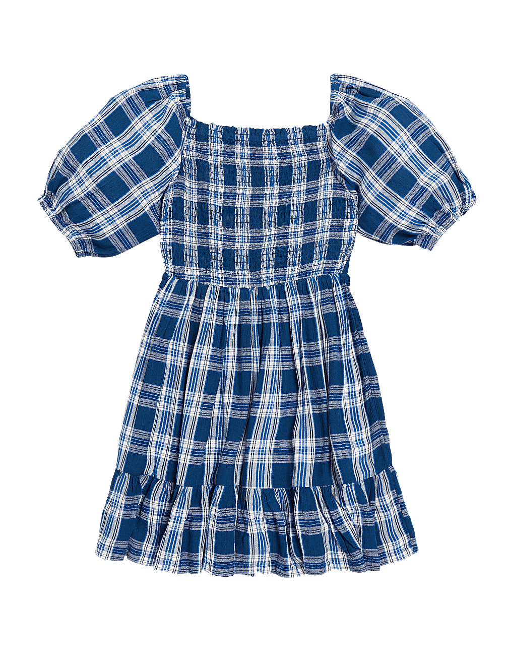 Checked Shirred Dress (6-16 Yrs)