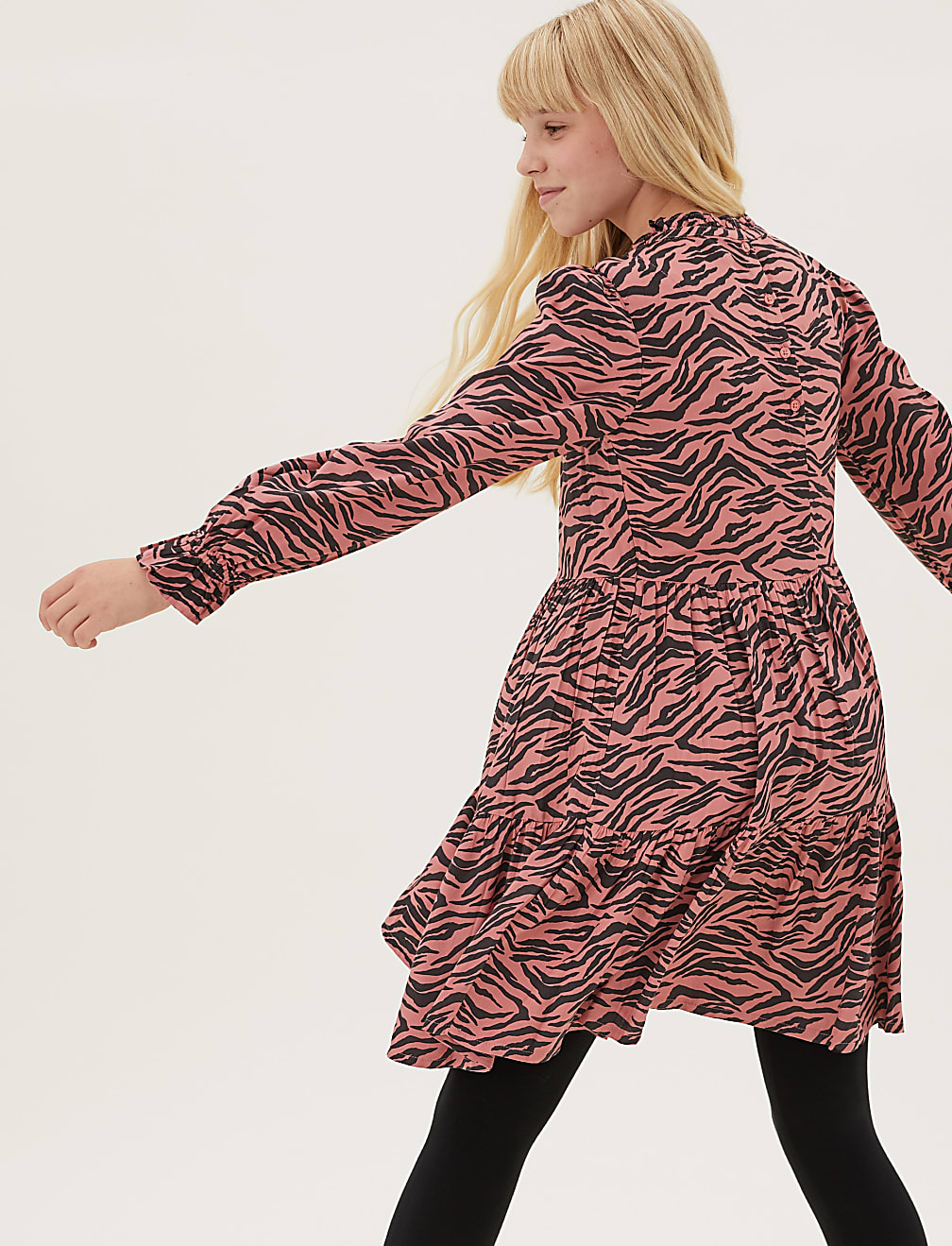 Animal Print Tiered Dress (6-16 Yrs)