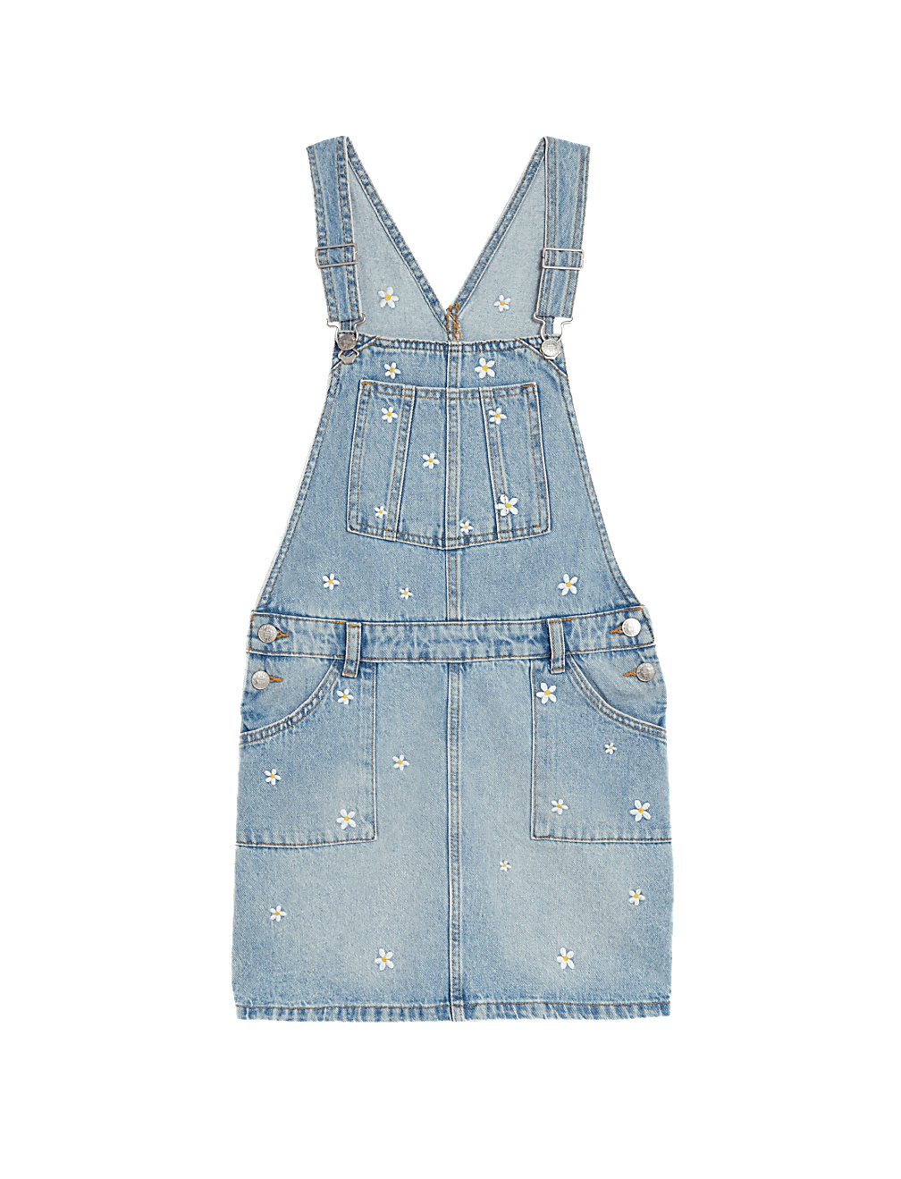 Denim Embroidered Daisy Pinafore