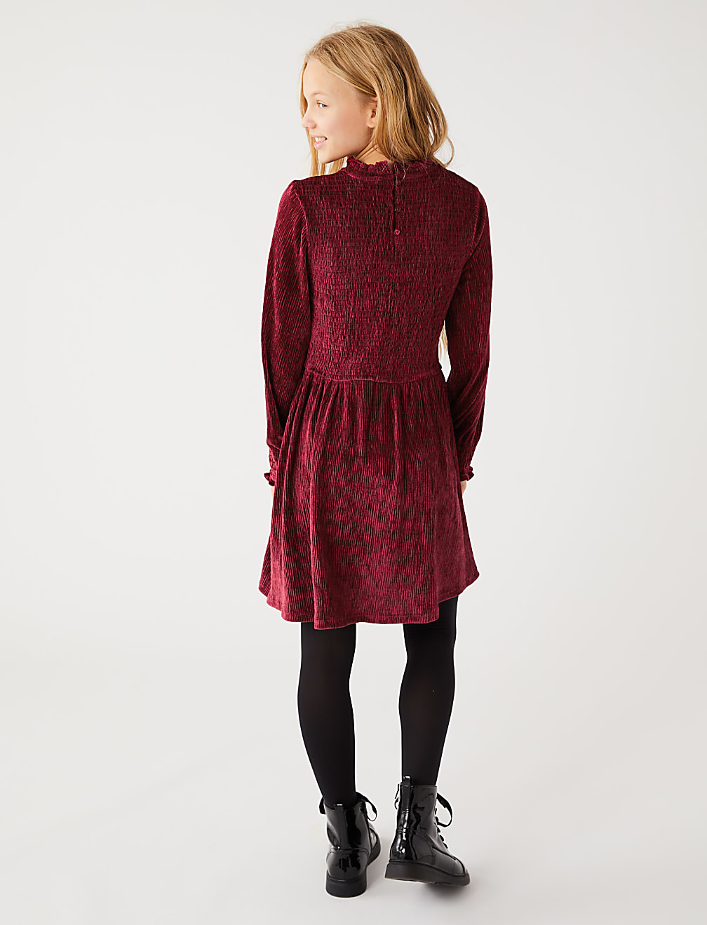 Velvet Shirred Dress (6-16 Yrs)