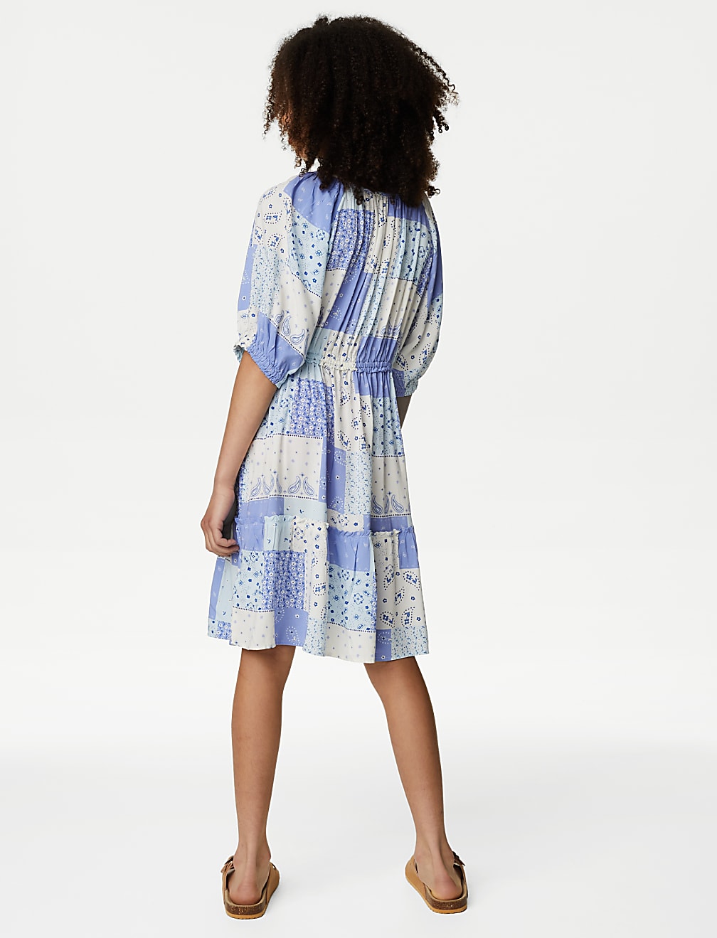 Patchwork Print Shirred Tiered Dress (6-16 Yrs)