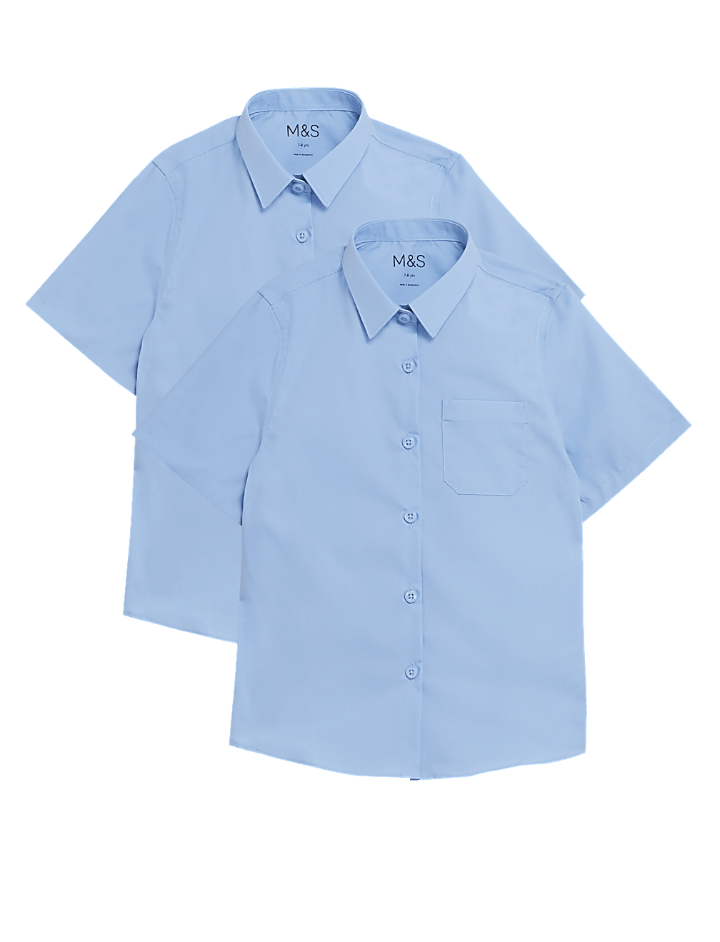 2Pk Girls' Slim Fit Non-Iron Shirts