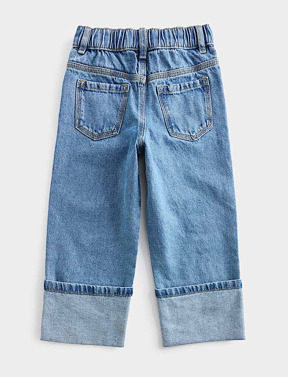 Pure Cotton Denim Turn Up Jeans (2-10 Yrs)