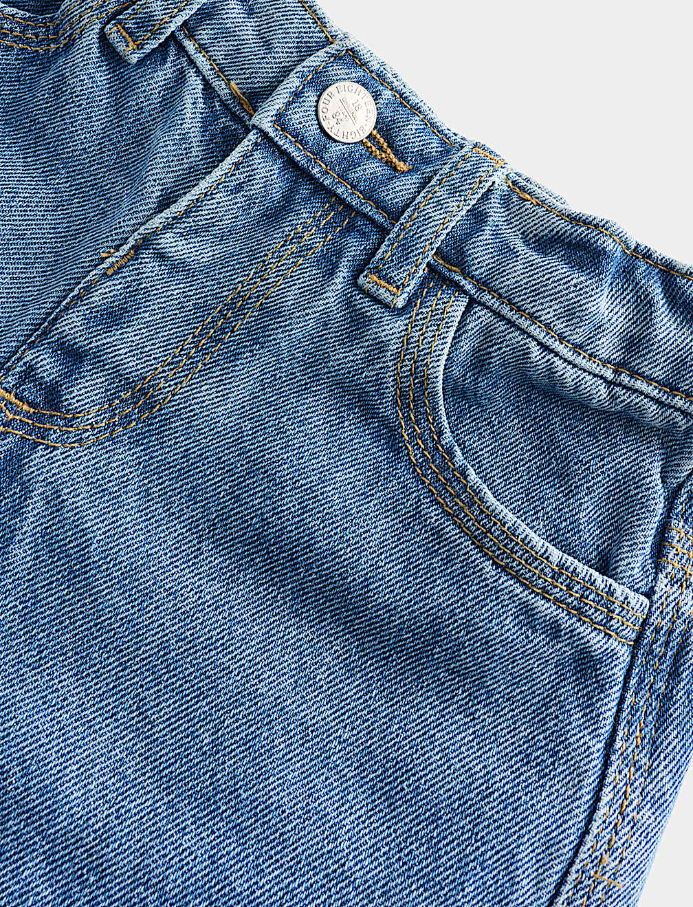 Pure Cotton Denim Turn Up Jeans (2-10 Yrs)