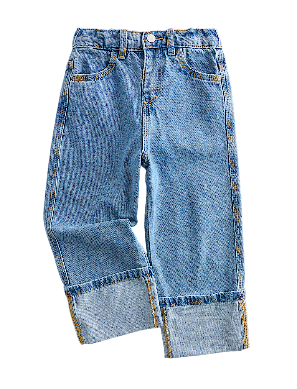 Pure Cotton Denim Turn Up Jeans (2-10 Yrs)