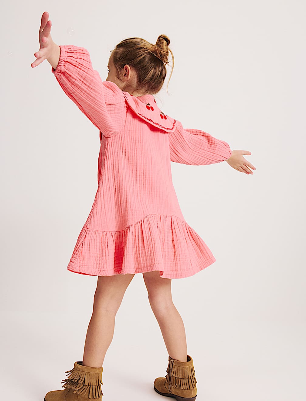 Pure Cotton Embroidered Collar Dress (1-8 Yrs)