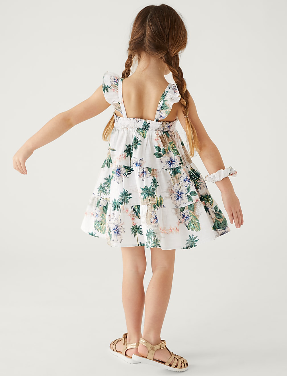 Pure Cotton Hawaiian Dress with Scrunchie (2-8 Yrs)