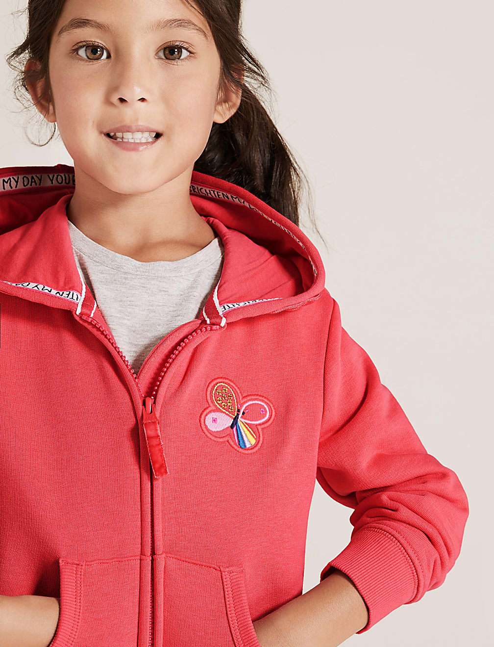 Cotton Rich Butterfly Embroidered Hoodie