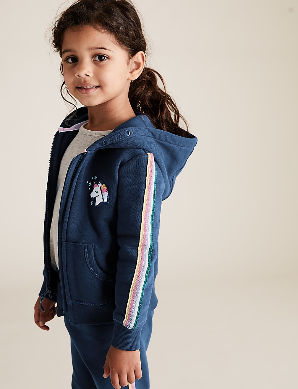 Cotton Embroidered Unicorn Hoodie (2-7 Yrs)