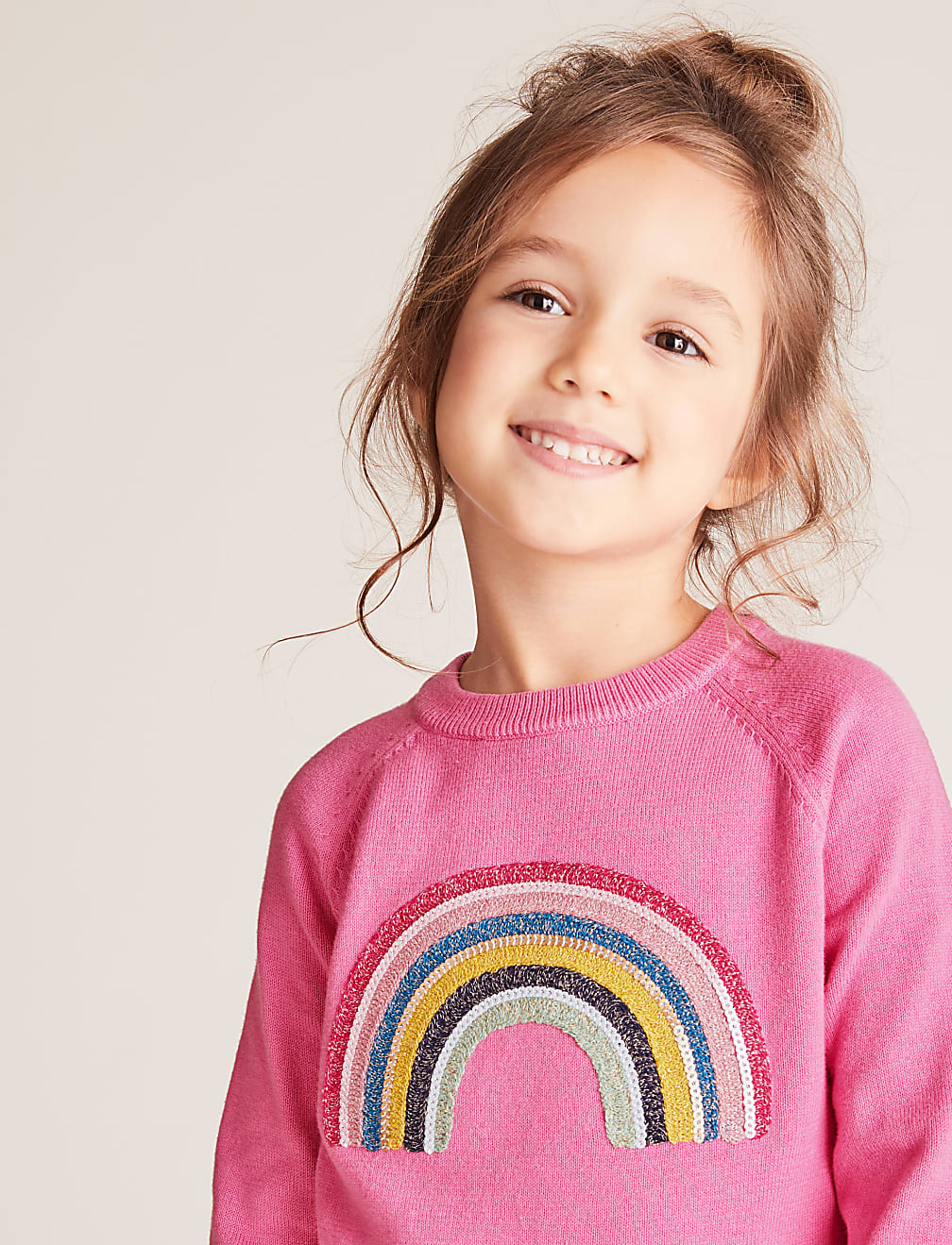 Pure Cotton Sequin Rainbow Jumper (2-7 Yrs)