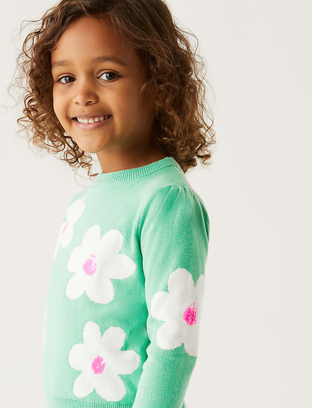 Pure Cotton Knitted Floral Jumper