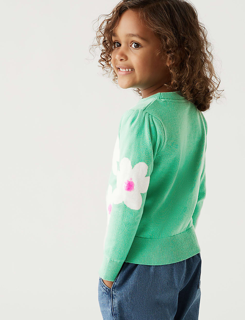 Pure Cotton Knitted Floral Jumper