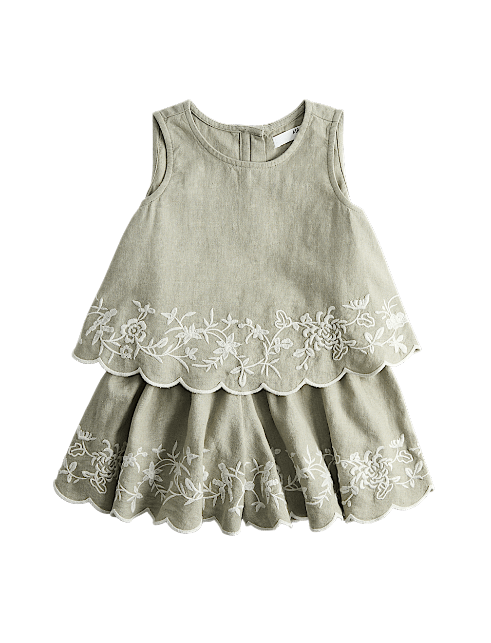 Linen Blend Embroidered Outfit (2-10 Yrs)