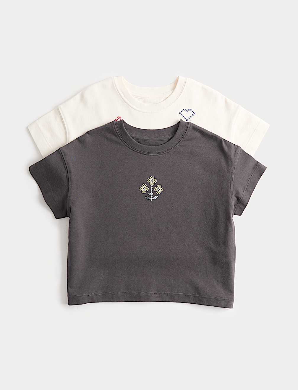 2 Pack Pure Cotton Cross Stitch T-Shirts (2-8 Yrs)