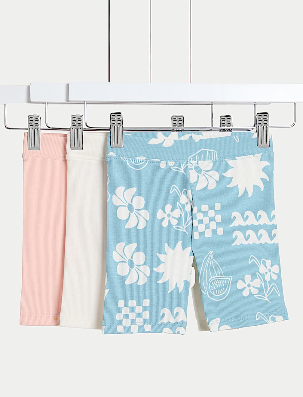 3pk Cotton Rich Printed Cycling Shorts (2-8 Yrs)