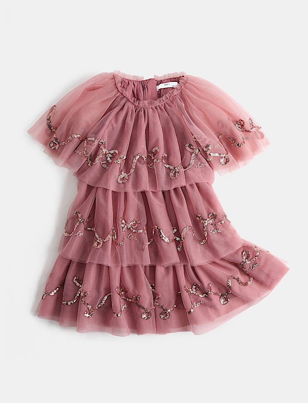 Bow Sequin Tiered Dress