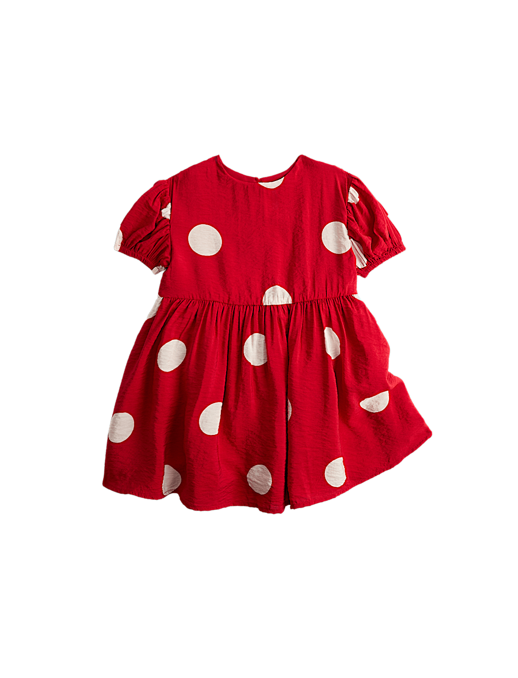 Short Sleeve Spotted Round Neck Dress (2-8 Yrs)