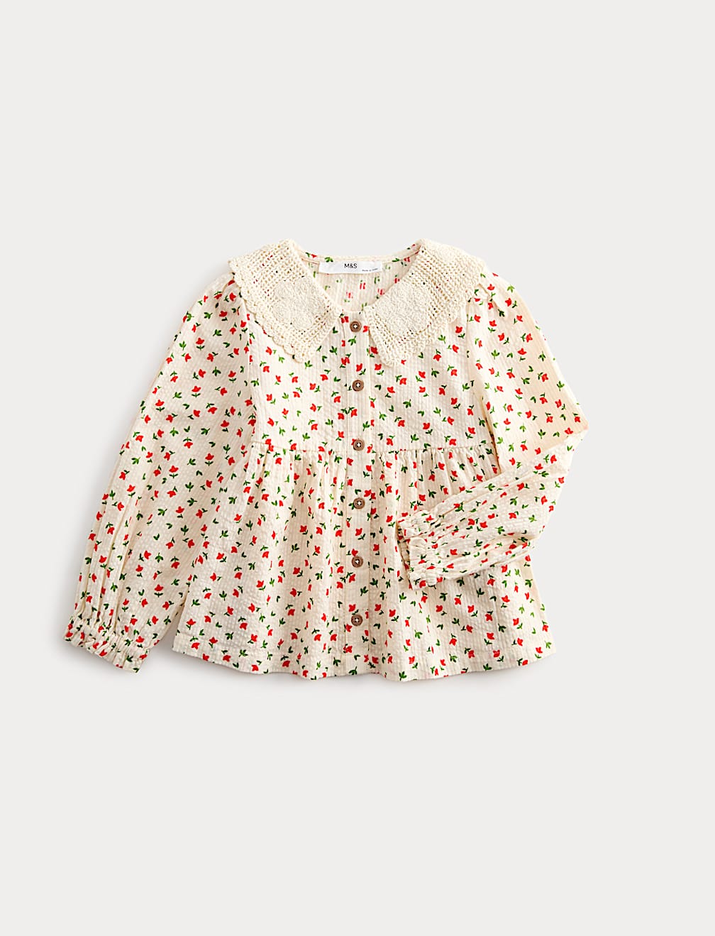 Pure Cotton Floral Embroidered Blouse (2-8 Yrs)