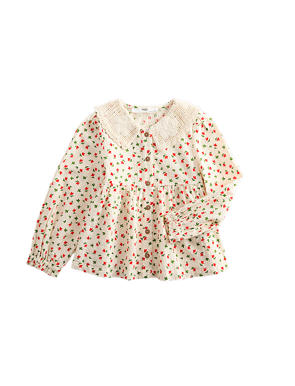 Pure Cotton Floral Embroidered Blouse (2-8 Yrs)