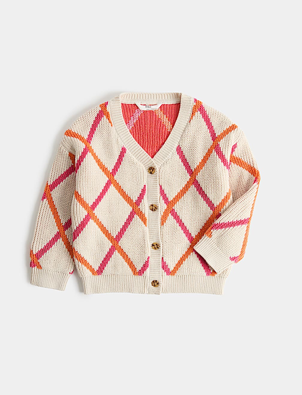 Cotton Knitted Argyle Cardigan (2-8 Yrs)