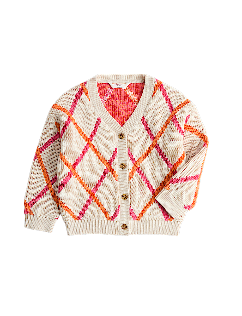 Cotton Knitted Argyle Cardigan (2-8 Yrs)
