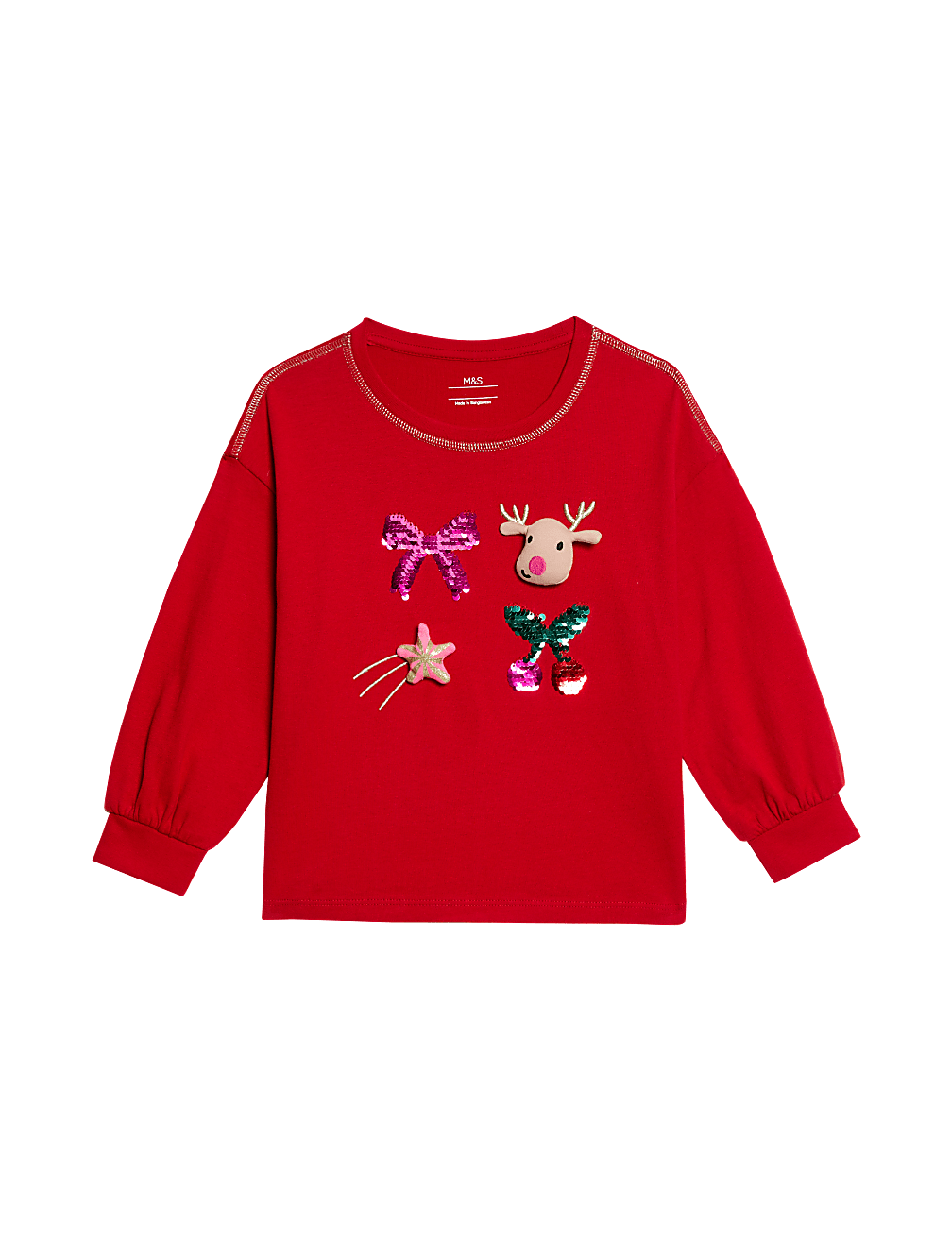 Pure Cotton Sequin Top (2-8 Yrs)