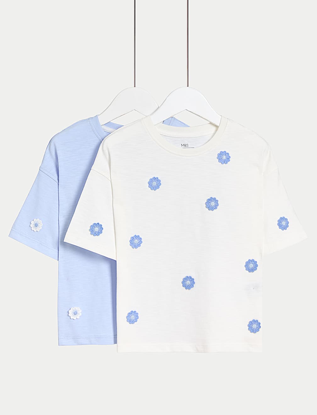 2pk Pure Cotton Floral Tops (2-8 Yrs)