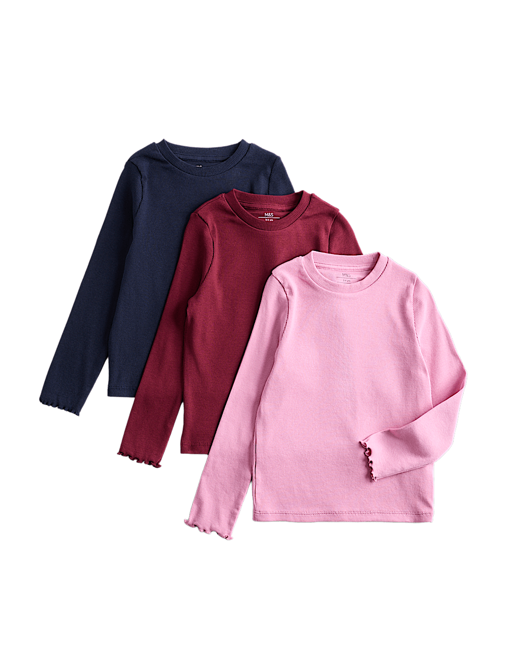 3pk Cotton Rich Ribbed Tops