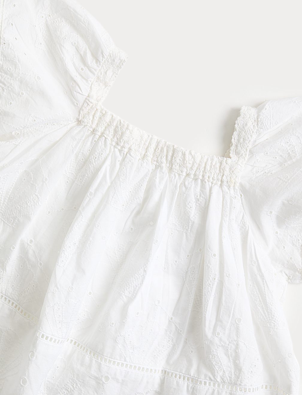 Pure Cotton Shell Broderie Top (2-8 Years)