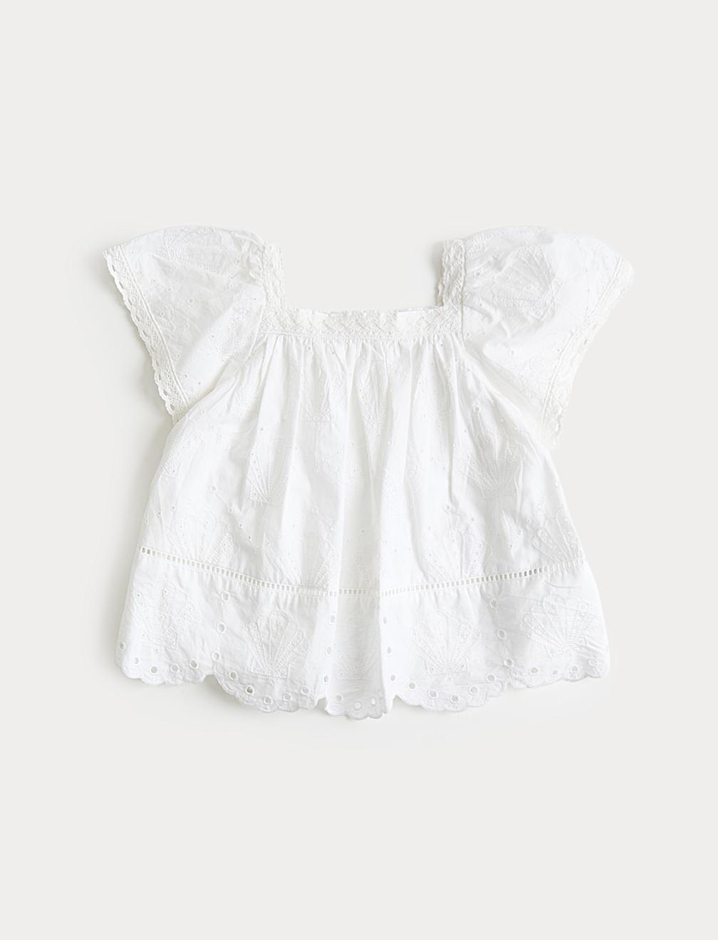 Pure Cotton Shell Broderie Top (2-8 Years)