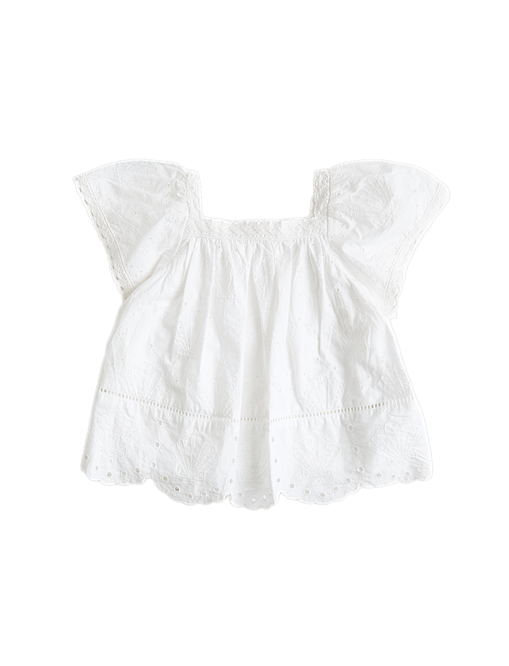 Pure Cotton Shell Broderie Top (2-8 Years)
