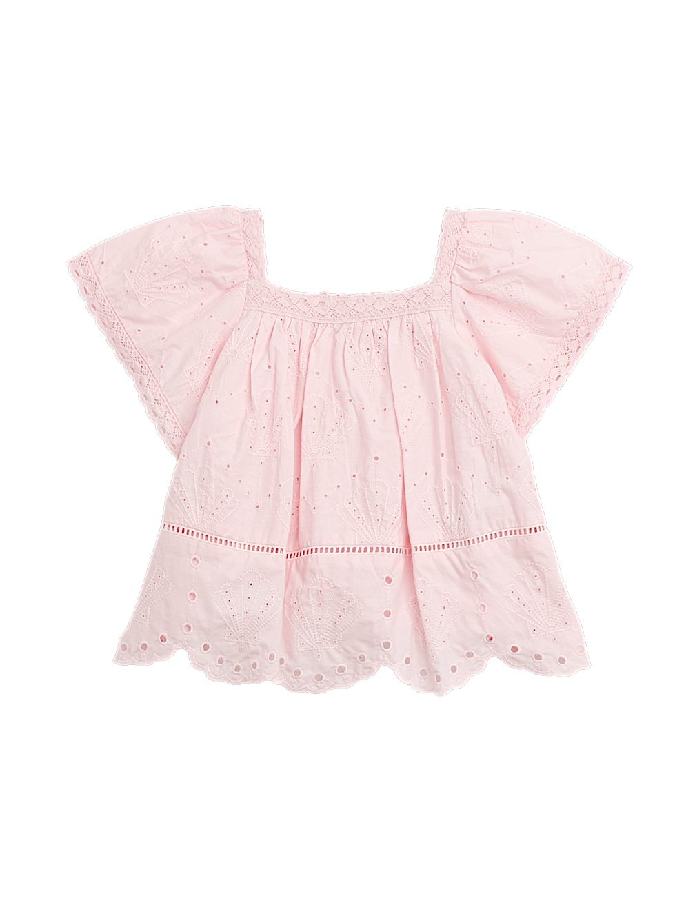 Pure Cotton Shell Broderie Top (2-8 Years)