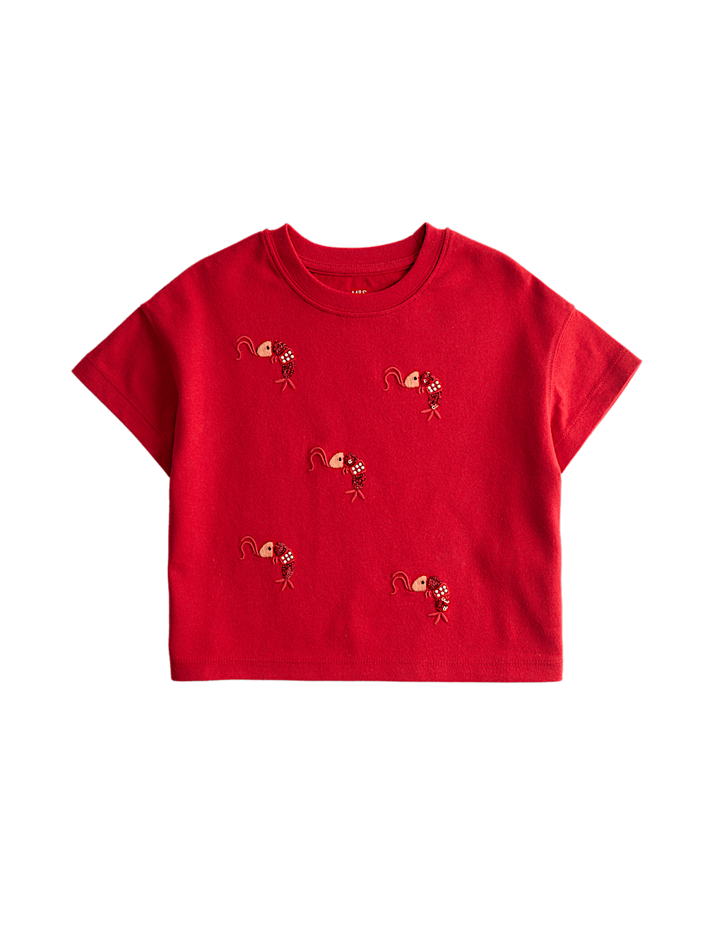 Pure Cotton Embroidered Shrimp T-Shirt (2-8 Yrs)