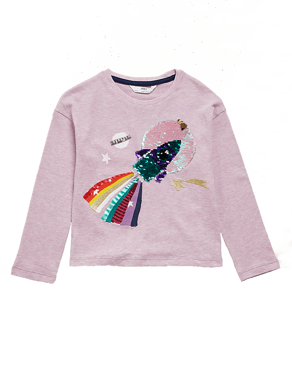 Pure Cotton Reversible Sequin Rocket Top (2-7 Yrs)