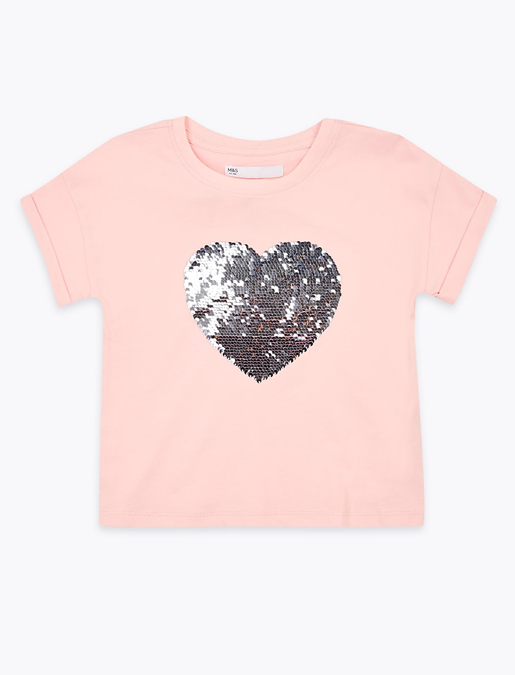 Cotton Reversible Sequin Heart T-Shirt (2-7 Yrs)