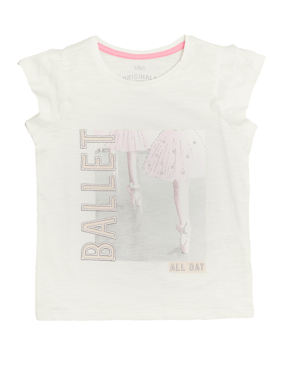 Pure Cotton Ballet All Day Slogan T-Shirt (2-7 Yrs)
