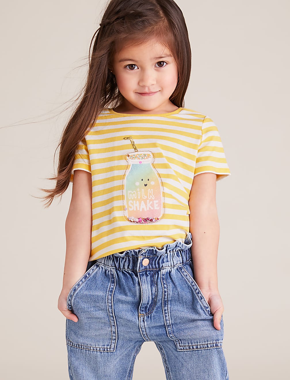 Pure Cotton Sequin Milkshake T-Shirt (2-7 Yrs)