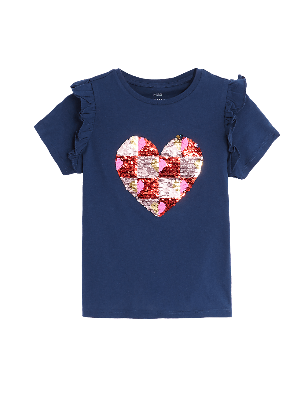 Cotton Rich Reversible Sequin Heart T-Shirt