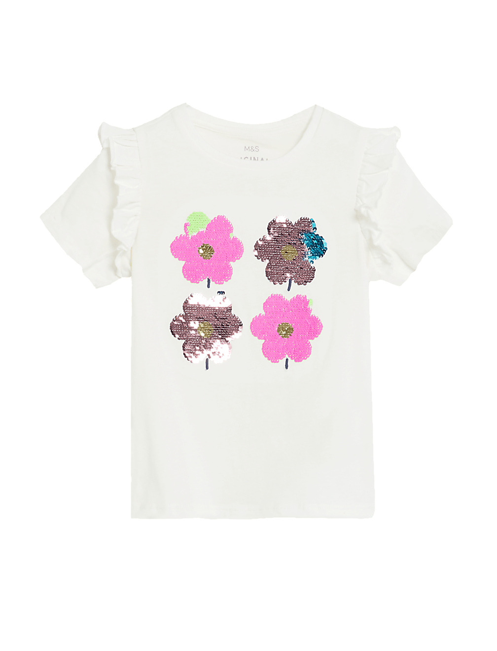 Pure Cotton Sequin Flower T-Shirt